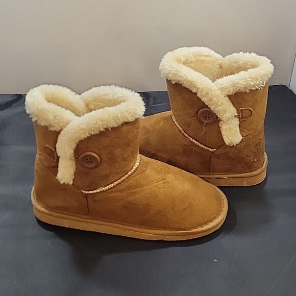 BRAND NEW JUST BE LADIES COG SUEDE ROUND TOE FAUX FUR WOMEN"S BOOTIES - Picture 6 of 15